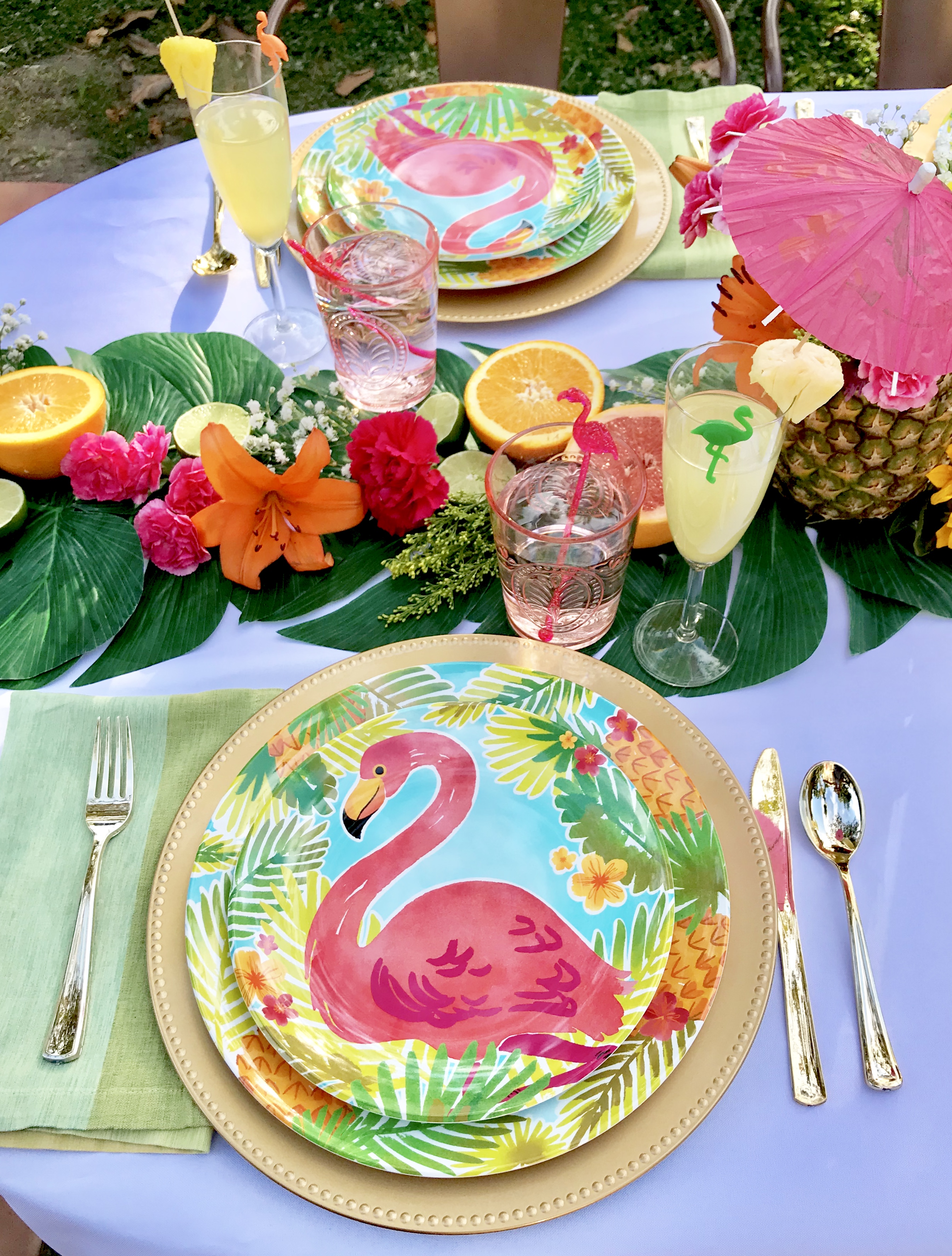 Lunarable Flamingo Table Runner Orange Green Pale Pink Dining Room Kitchen Rectangular Runner 16 X 72 Geometrical Pineapples and Flamingos Tropical Summer Fruit Pool Party