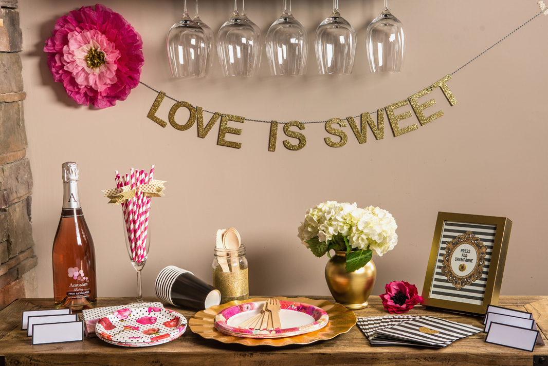 Love Is Sweet Banner - Glitter Cardstock Decor For Wedding Dessert Tables, Bridal Showers & Anniversary Parties