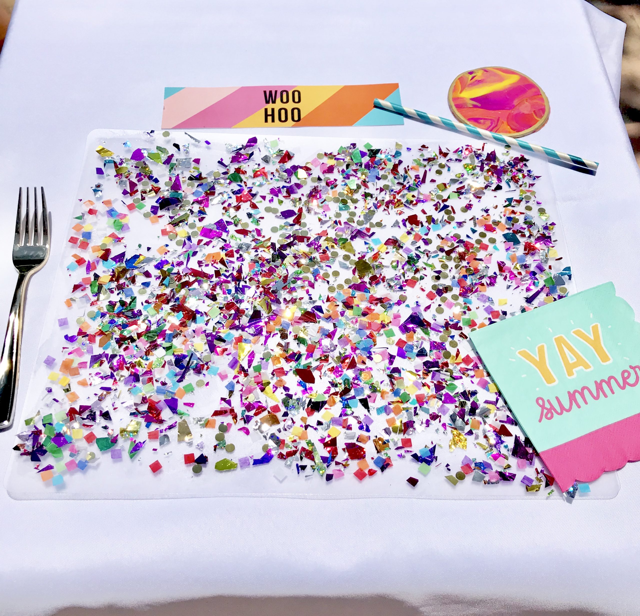 DIY Confetti Placemat Tutorial Pop of Gold